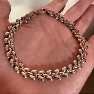 Vintage sterling silver made in Italy puffy leaf flat chain bracelet